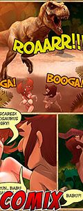 Come on, cavegirl, trust babu - Jurassic Tribe: Running from the Tyrannosaurus by welcomix (tufos)