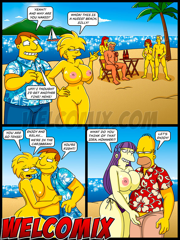 They both find Liza, Magie, Sherry and Terry completely naked on the beach - The simptoons - Bitching in the caribbean (part 03) by welcomix