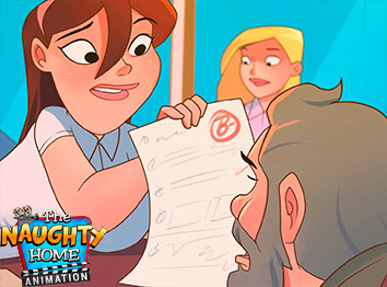 Desperate for an increase in her grade, she kneels and hugs the teacher's legs - The Naughty Home animation - The slutty college girl by welcomix