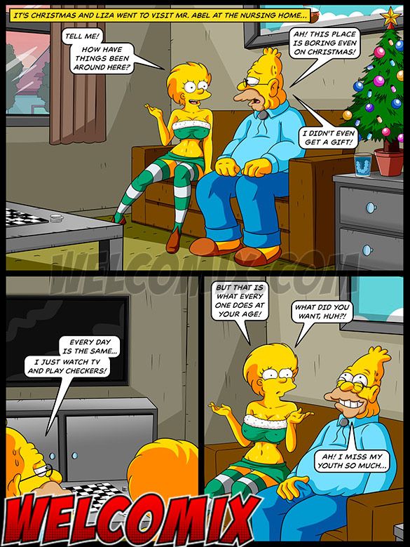 I got so horny that my dick is bulging tight un my pants - The Simptoons, Christmas at nursing home by welcomix