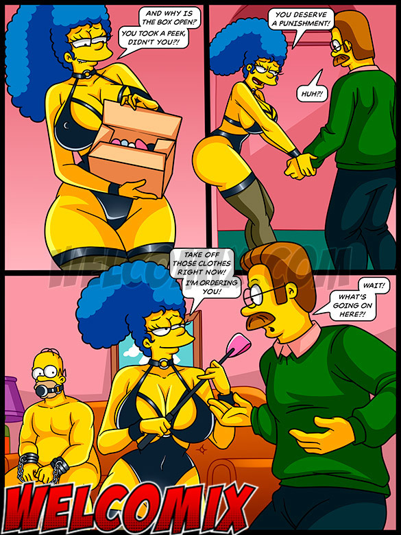 He opens the package and finds various sadomasochistic items - The Simptoons, Sadomasochistic Package by welcomix