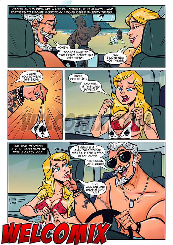 He asked his wife to wear a bikini with the symbol of the suit of spades in black - A Horny Hot Cousin, Its raining women on my dick by welcomix