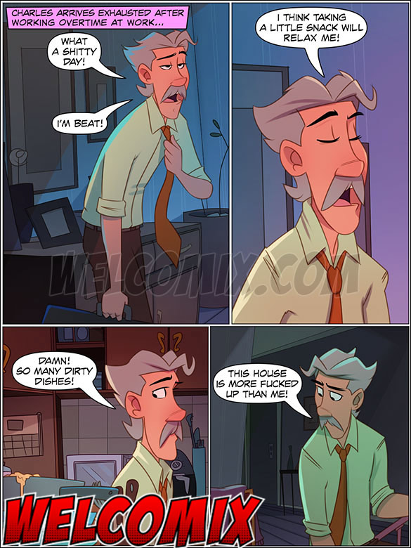 Charles arrives home from work crazy to have sex with his wife - The 4 Naughties, Beard, Hair and Mustache by welcomix