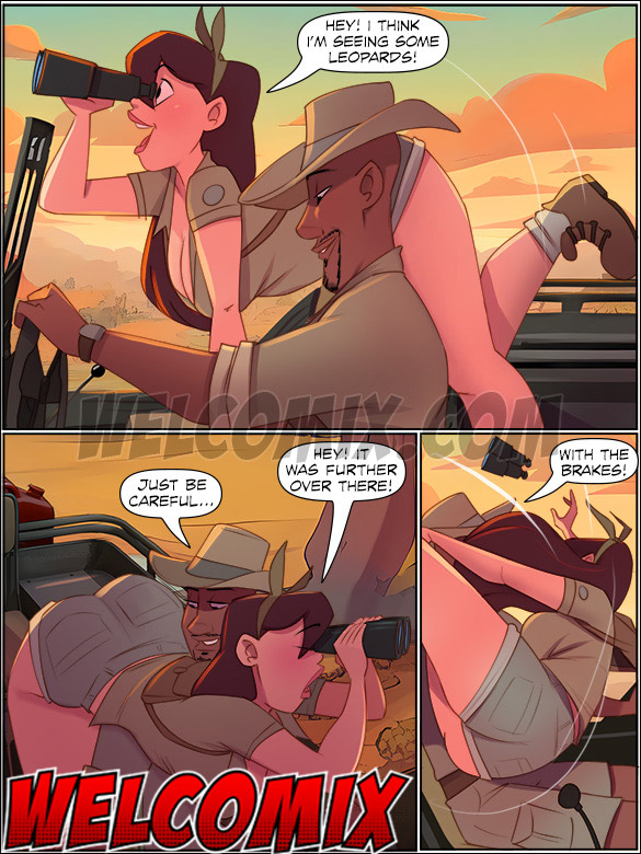 Already inside the jeep, it doesn't take long for animalistic tension to arise between her and the guide - The 4 Naughties, Safari in Africa by welcomix