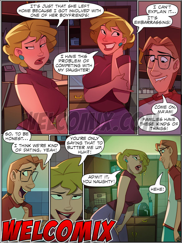 The guy gets excited and invites the MILF over - The 4 Naughties, Meeting Julie's mom by welcomix