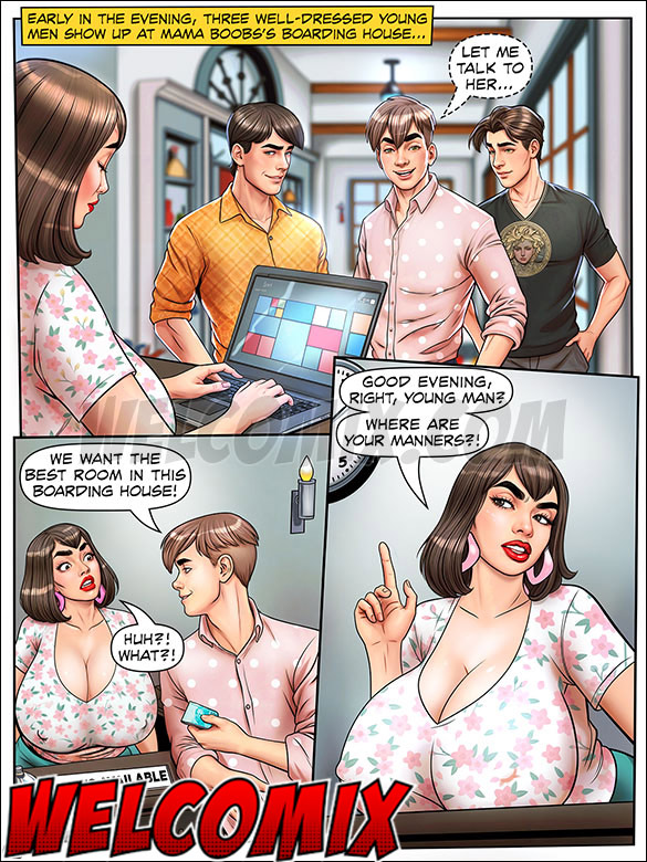 They were drawn in by the enormous breasts of the woman who runs the place - Mama Boobs, the Mom Friend, BDSM on the playboys by welcomix